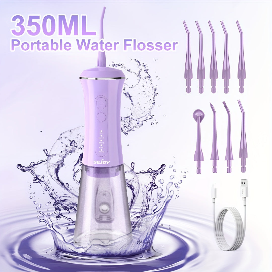 1800mAh Water Flosser, Cordless Water Dental Flosser, 9 Jet Tips 5 Modes 11.83oz, Portable Rechargeable Oral Irrigator For Home Travel