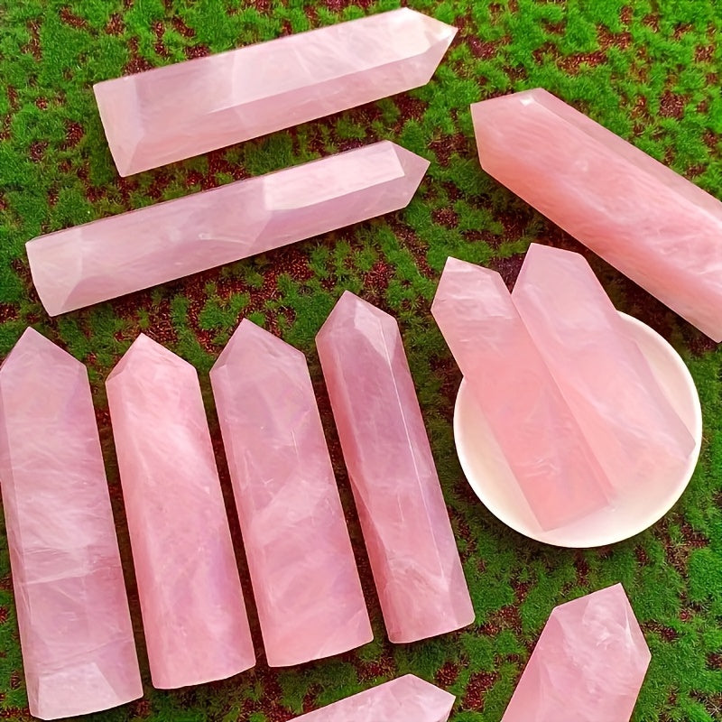[Rose Quartz Crystal Tower] Natural Rose Quartz Obelisk - Crystal Tower for Home Decoration, Holiday Party, Valentine's Day Gifts