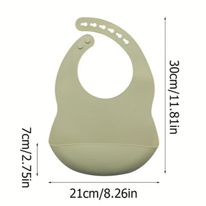 1pc Baby Soft Bib, Simple Plain Color Blank Pattern Adjustable Size Silicone Bib For 1 Year Old + ,Christmas, Halloween, Thanksgiving Day Gi