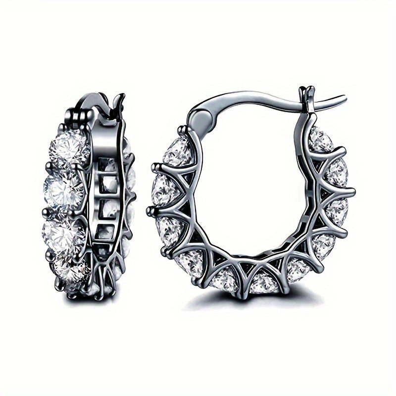 READKISS Women's Luxury Hoop Earrings with Cubic Synthetic Zirconia Crystals - April Birthstone Jewelry, Nickel-Free Copper Golden-Tone Flor