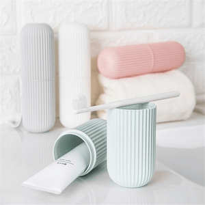 1pc Hypoallergenic Portable Travel Toothbrush Holder Set with Storage for Mouthwash and Toothpaste - Essential for Business Trips