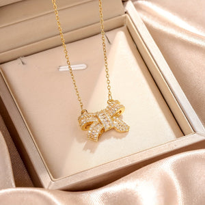 1 Elegant Stainless Steel Synthetic Zirconia Butterfly Necklace Suitable for Banquet Wear and Gifts