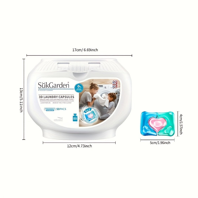 50pcs Stik Garden 3-in-1 Laundry Detergent Pods - Multifunctional Capsules for Softness, Long-Lasting Scent & Deep Clean, Bleach-Free, Ideal for Home, Dorm & Travel Use. Easter cleaning gift