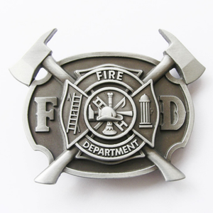 Western Men‘s Zinc alloy Leather Belt Buckle Firefighter FD Cross shape Pattern US Local Shipping