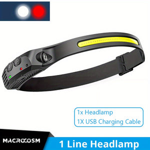 Powerful USB Rechargeable Induction COB Headlamp for Outdoor Activities, Camping, Fishing, and Night Running