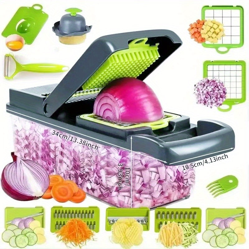 5/6/14/16/22pcs/set, Vegetable Chopper, Multifunctional Fruit Slicer, Manual Food Grater, Vegetable Slicer, Cutter With Container, Onion Min