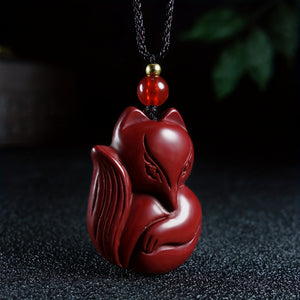 1pc Natural Cinnabar Fox Pendant For Men And Women To Ward Off Evil And Transfer Love Career Bless Pendant