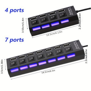 2.0 USB C Docking Station 4-7 Port Multi-Splitter Adapter Multi-Function Expander High-Speed USB Hub For MacBook Laptops And Devices