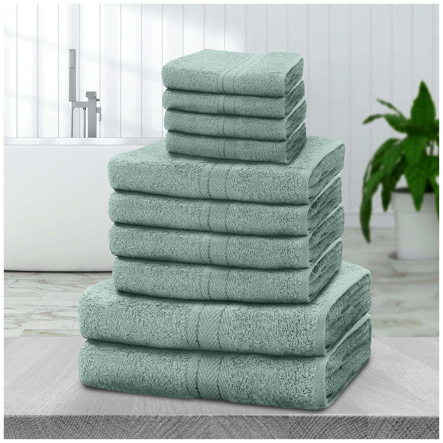 10pcs Towel Bale Set | Luxurious 100% Cotton Towels Family Pack | Quick-Drying, Highly Absorbent & Ultra-Soft Fabric | Includes 4 Face Towels, 4 Hand Towels, 2 Bath Towels | Available in 16 Elegant Colours | Ideal for Home, Gym, Spa, or Beach Use | Durabl