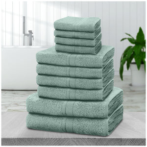 10pcs Towel Bale Set | Luxurious 100% Cotton Towels Family Pack | Quick-Drying, Highly Absorbent & Ultra-Soft Fabric | Includes 4 Face Towels, 4 Hand Towels, 2 Bath Towels | Available in 16 Elegant Colours | Ideal for Home, Gym, Spa, or Beach Use | Durabl