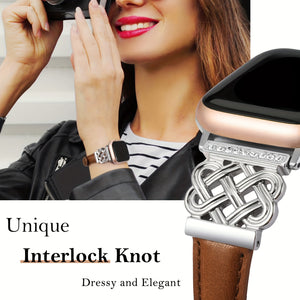 [Ultra-thin iWatch Strap] iWatch Ultra-thin Watch Strap - Compatible with Series 9/8/7/6/5/SE/4/3/2/1, Ultra/Ultra 2, with Designer Interlocking Buckle for Women