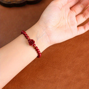 Natural Raw Mineral Cinnabar Rose Gorgeous Couple Bracelet Healing Crystal Stretch Beaded Bracelet