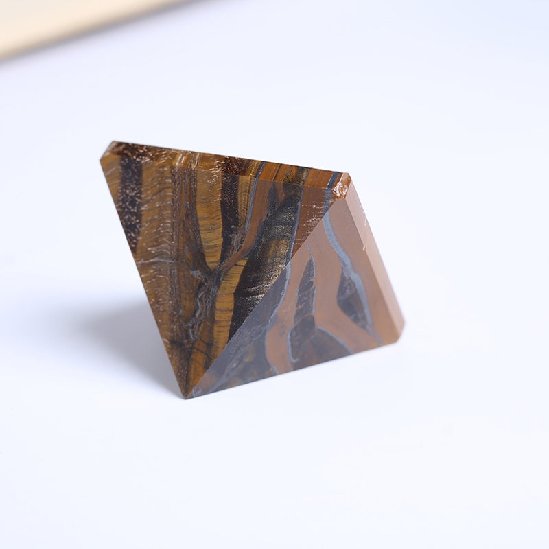 Pyramid-Finest Big Natural  Tiger Eye Crystal Pyramid Gemstone 2.36 Inch Carved Pyramidal Crystal Healing Crafts