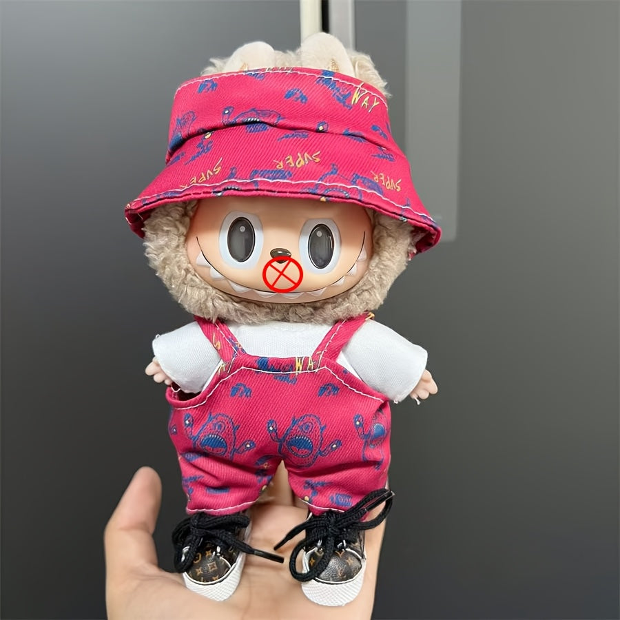 17cm doll clothes in various colors, suspenders and pants suits, DIY doll accessories suitable for Labubu dolls