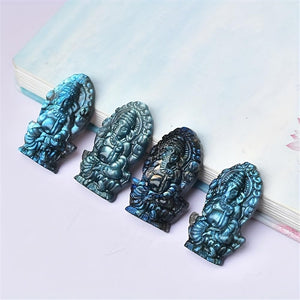 Beautiful Natural Labradorite Carving Wing Ornments Healing Crystal Skull Collectible Figurines Reiki Decor