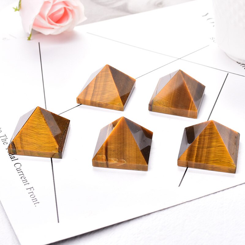 Natural Tigers Eye Pyramid Gemstone Reiki Chakra Crystal Point Healing Stone Handmade Polished Ornaments Ore Mineral Tower