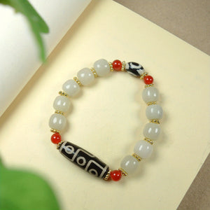 1pc Natural Jade Beaded Bracelet Sky Beads Inlaid Bracelet For Men And Women