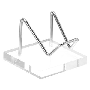 Acrylic Display Stands, 2 Pack Display Easel Holder Stainless Steel Arm Crystal Display Stand for Mineral Gemstone Style 1, Clear