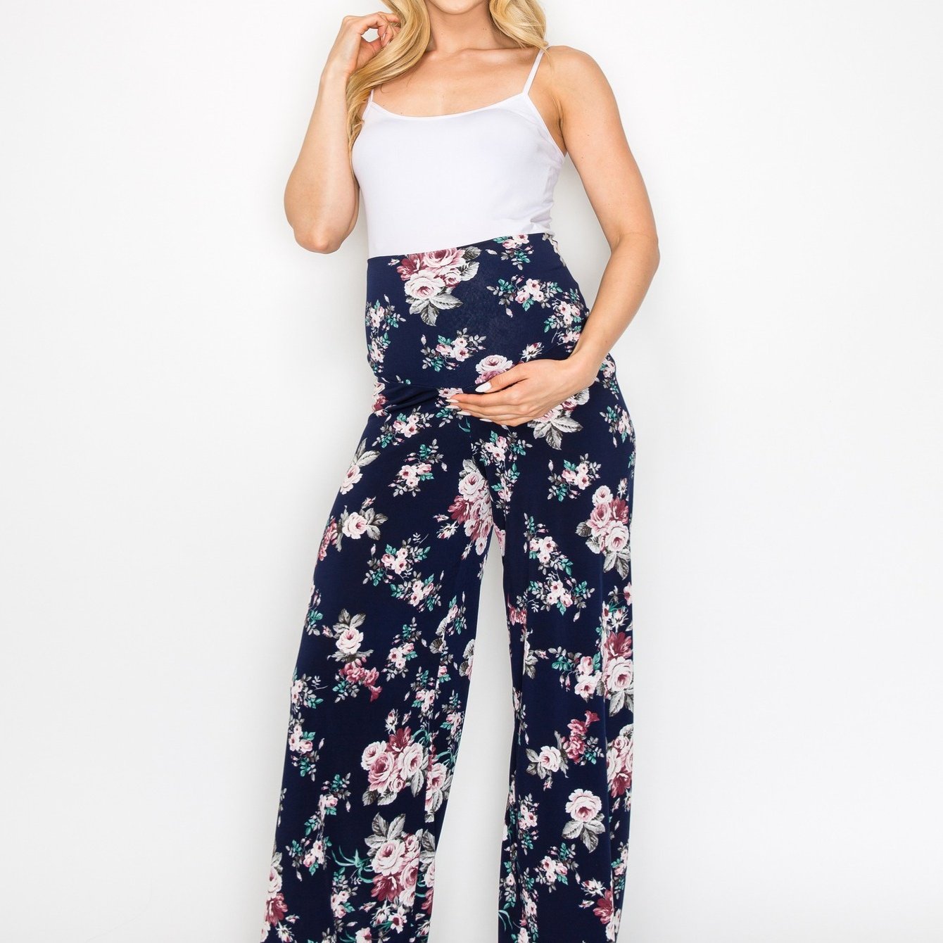 My Bump Women's Maternity Casual Bohemian Damask Palazzo Pants with Tummy Control - Stylish and Comfortable for Expectant Mothers - Availabl