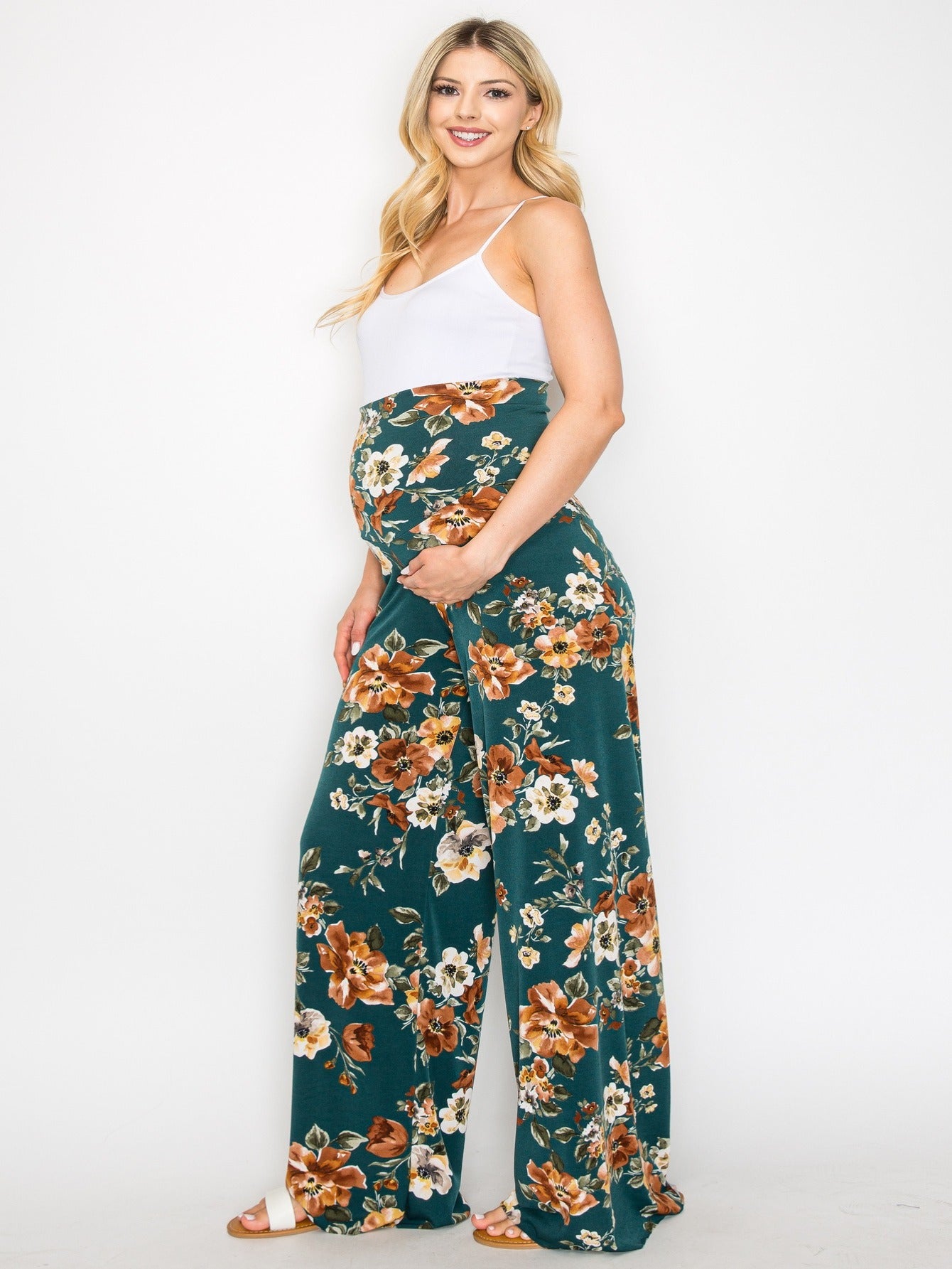 My Bump Women's Maternity Casual Bohemian Damask Palazzo Pants with Tummy Control - Stylish and Comfortable for Expectant Mothers - Availabl