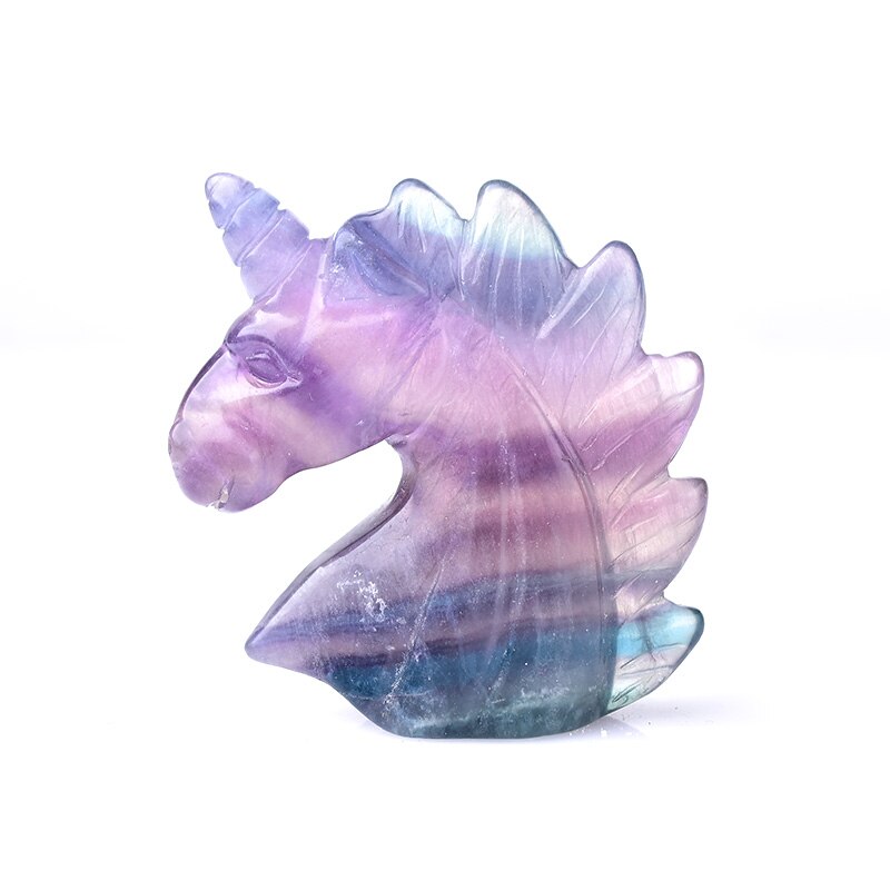 1PC Natural Fluorite Unicorn Figurine Hand Made Carving Crystal Polished Quartz Healing Stone Home DIY Decoration Gem Gift