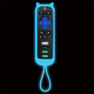 Glow In The Dark Cute Cat's Ears Shaped Silicone Universal Remote Control Cover With Lanyard Suitable For TCL For Hisense For Roku TV Remote