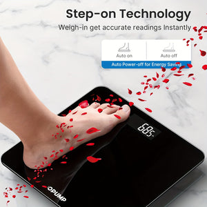 OPUMP High Precision Digital Bathroom Scale, Electronic Weight Scale, Accurate, Safe, Easy to Read, High Capacity, with Backlit HD LCD Display, 400 Lbs Capacity, Switchable Between Kg/lb/st, Includes 3 AAA Batteries