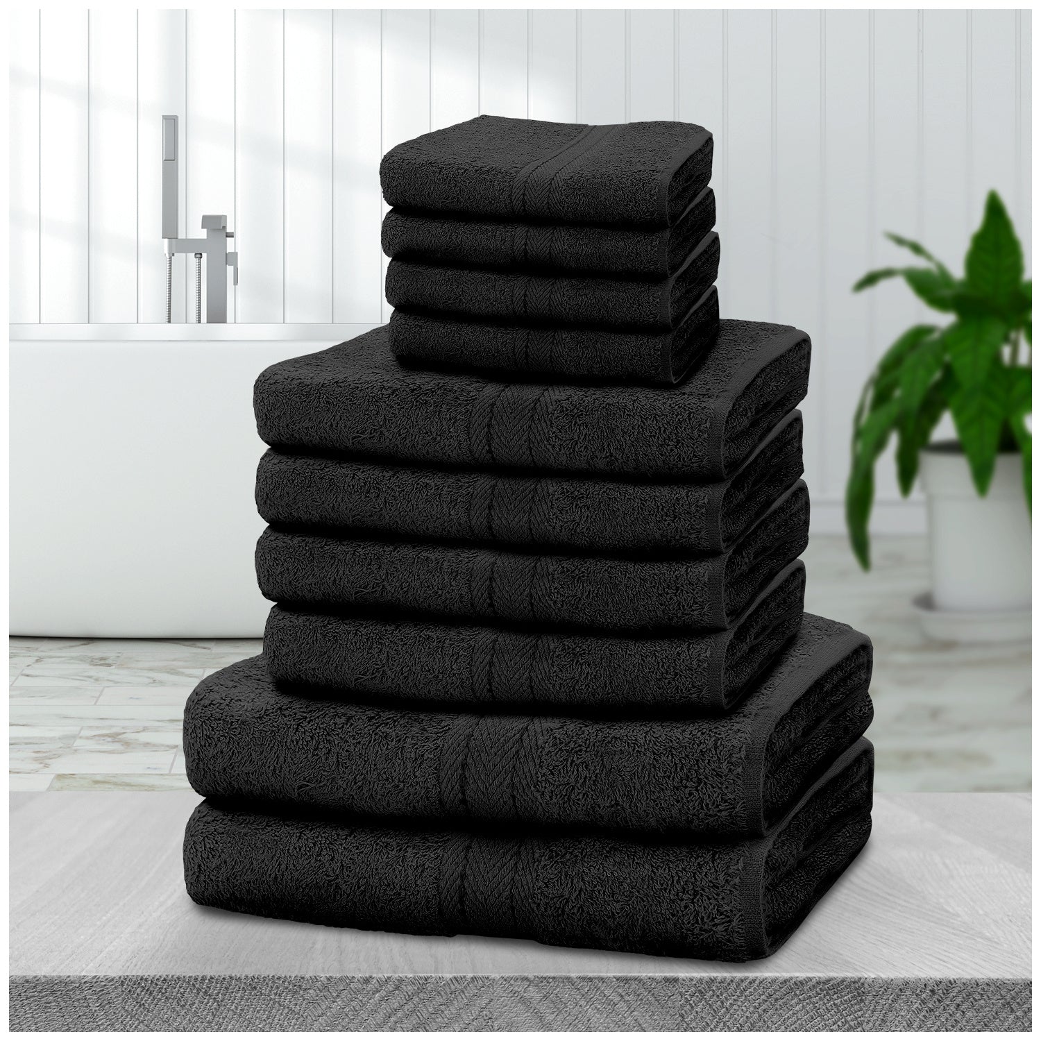 10pcs Towel Bale Set | Luxurious 100% Cotton Towels Family Pack | Quick-Drying, Highly Absorbent & Ultra-Soft Fabric | Includes 4 Face Towels, 4 Hand Towels, 2 Bath Towels | Available in 16 Elegant Colours | Ideal for Home, Gym, Spa, or Beach Use | Durabl