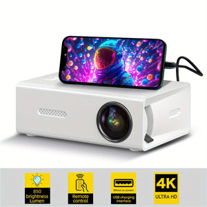 1pc Mini Portable Projector, Q1 White, Upgrade Your Movie, TV & Gaming Experience With HD Compatible With IOS/Android/Windows/HDTV/USB,etc.