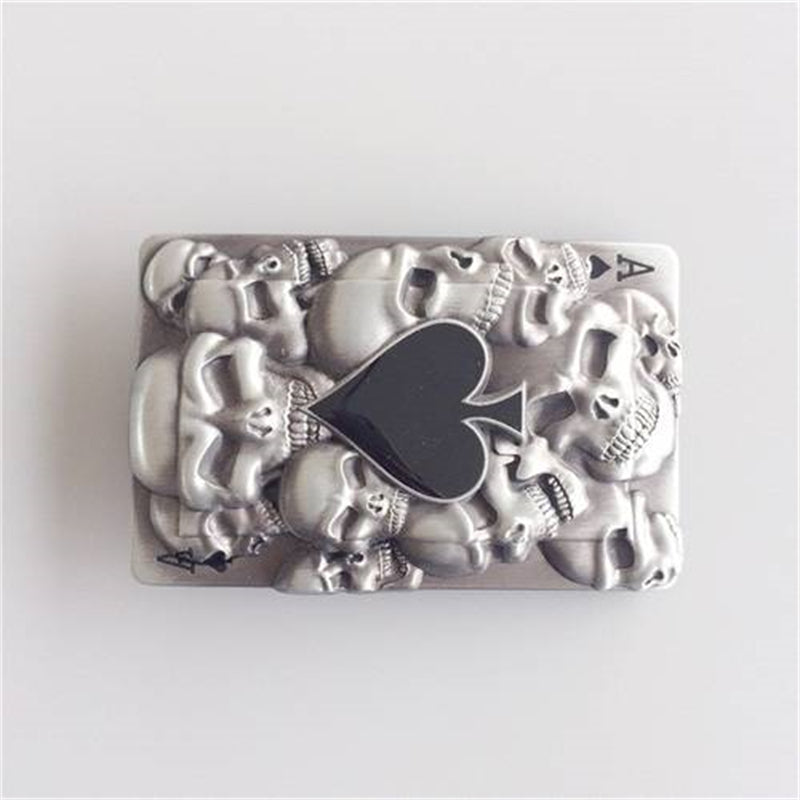 Western Zinc alloy Leather Belt Buckle Enamel Tattoo Skulls Ace shape Pattern US Local Shipping