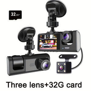 Vavupo 1080P 2&3 Channel Dash Cam for Cars - Front, Inside & Rear View with IR Night Vision, Loop Recording, Wide Angle Lens, and 5.08cm IPS Display