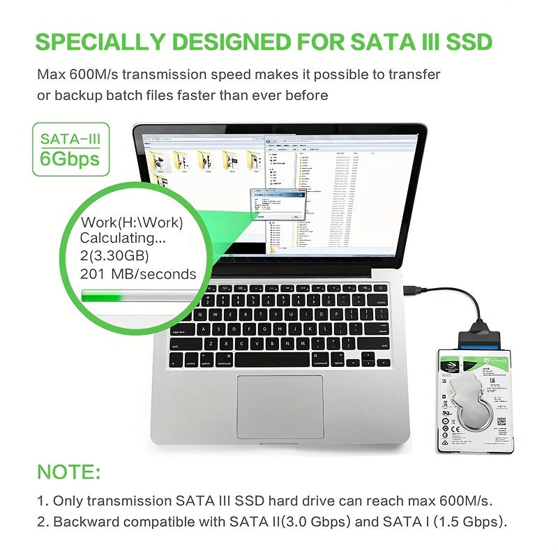 SATA To USB Cable, USB 3.0 To SATA III Hard Driver Adapter Compatible For 2.5 Inch HDD And SSD