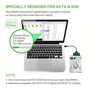 SATA To USB Cable, USB 3.0 To SATA III Hard Driver Adapter Compatible For 2.5 Inch HDD And SSD