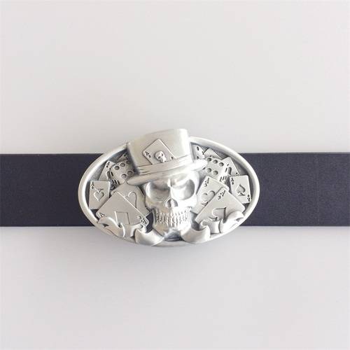 Western Zinc alloy Leather Belt Buckle Skull Tattoo Poker Casino Shape Pattern US Local Shipping