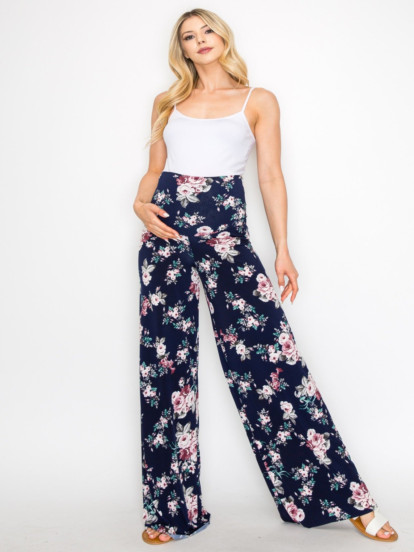 My Bump Women's Maternity Casual Bohemian Damask Palazzo Pants with Tummy Control - Stylish and Comfortable for Expectant Mothers - Availabl