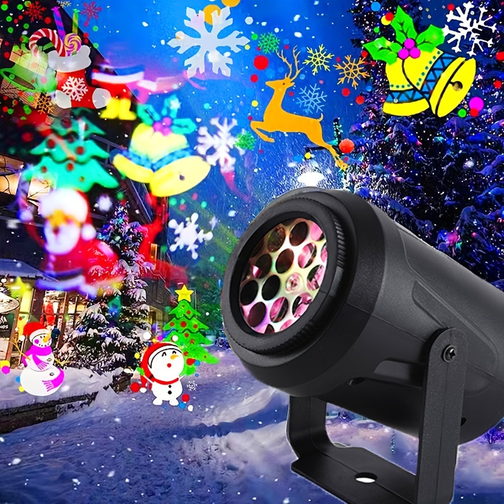 Snow Christmas Party Lights Snowflake Laser Projector Led Stage Light Rotating Xmas Pattern Outdoor Holiday Lighting Christmas Decor