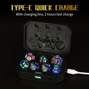 7pcs Rechargeable LED Dice Set - Illuminate Your Board Game Nights!