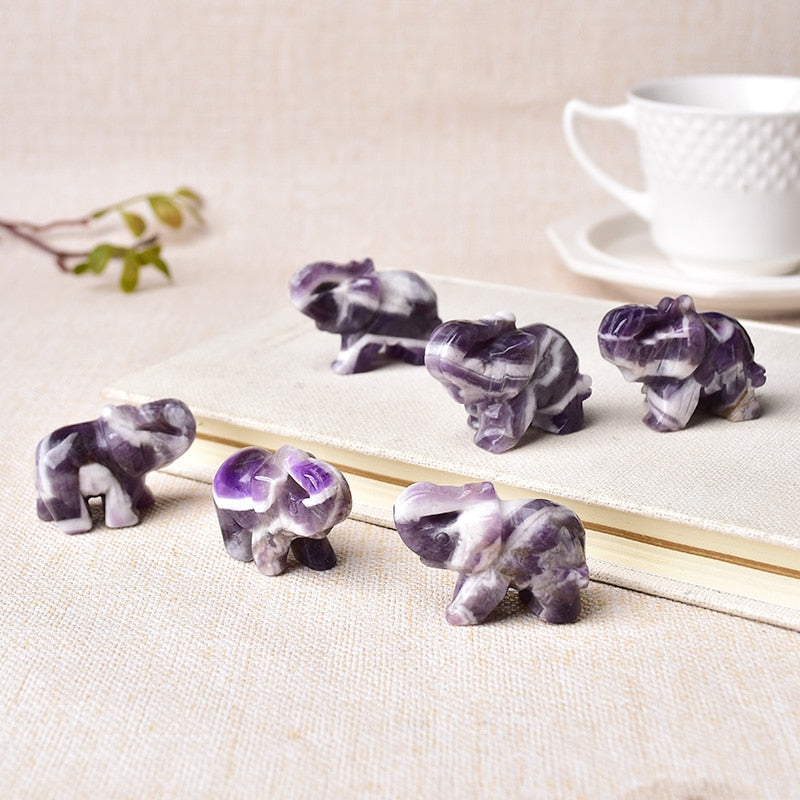 1PC Natural Crystal Dream Amethys Elephant Amethyst Animals Figurine Stone Crafts Small Decoration Home Decor Christmas Present