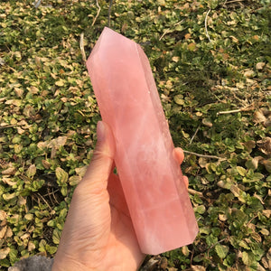 [Rose Quartz Crystal Tower] Natural Rose Quartz Obelisk - Crystal Tower for Home Decoration, Holiday Party, Valentine's Day Gifts
