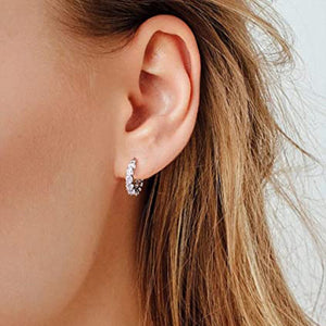 READKISS Women's Luxury Hoop Earrings with Cubic Synthetic Zirconia Crystals - April Birthstone Jewelry, Nickel-Free Copper Golden-Tone Flor