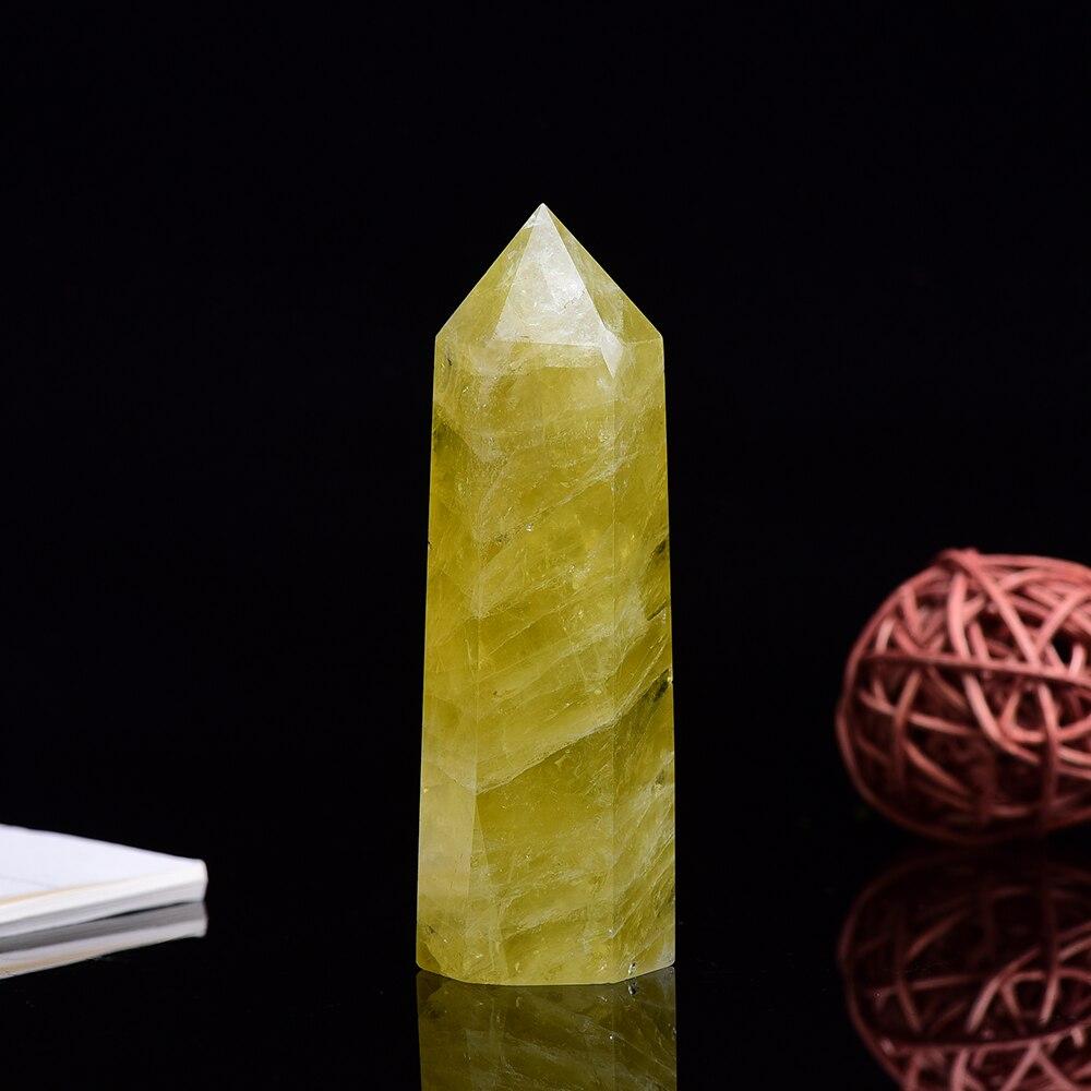 1pc Natural Citrine Crystal Point Healing Obelisk Yellow Quartz Wand Beautiful Ornament for Home Decor Reiki Stone 10x3cm