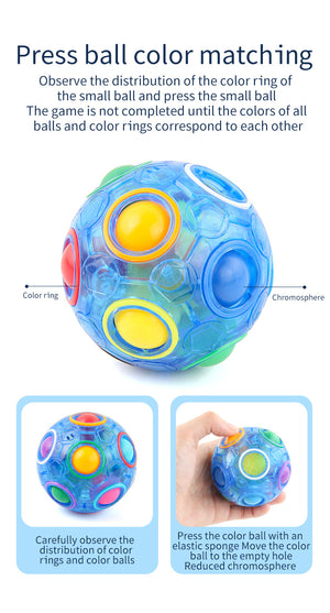 1pc Rainbow Puzzle Ball Fidget Ball, Decompression Stress Relief Fidget Toy For Adults Kids, 12-hole Mixed Color Magic Ball Toy