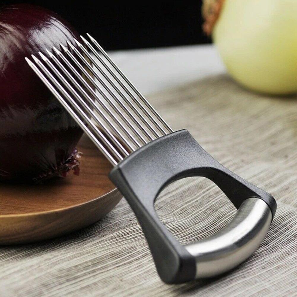 1pc Stainless Steel Onion Holder: Perfect for Slicing, Tomato Cutting & Home Kitchen Accessories!