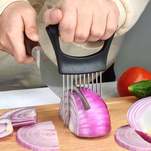 1pc Stainless Steel Onion Holder: Perfect for Slicing, Tomato Cutting & Home Kitchen Accessories!