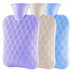 1pc BYXAS Hot Water Bottle, 2L Hot Water Bag For Neck And Shoulder, Hand Feet Warmer, Blue, Purple, White