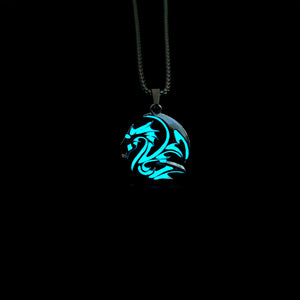 Men's New Hip Hop Funky Flame Dragon Luminous Stainless Steel Pendant Necklace