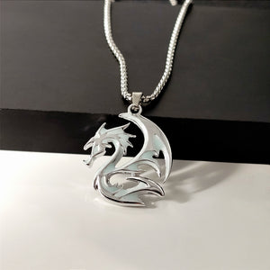 Men's New Hip Hop Funky Flame Dragon Luminous Stainless Steel Pendant Necklace