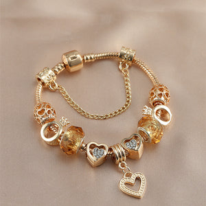 Sparkling DIY Jewelry - Golden Color Pendant Hearts Love Women's Bracelet Charms Christmas 、Halloween 、Thanksgiving Gifts Christmas Hallowee