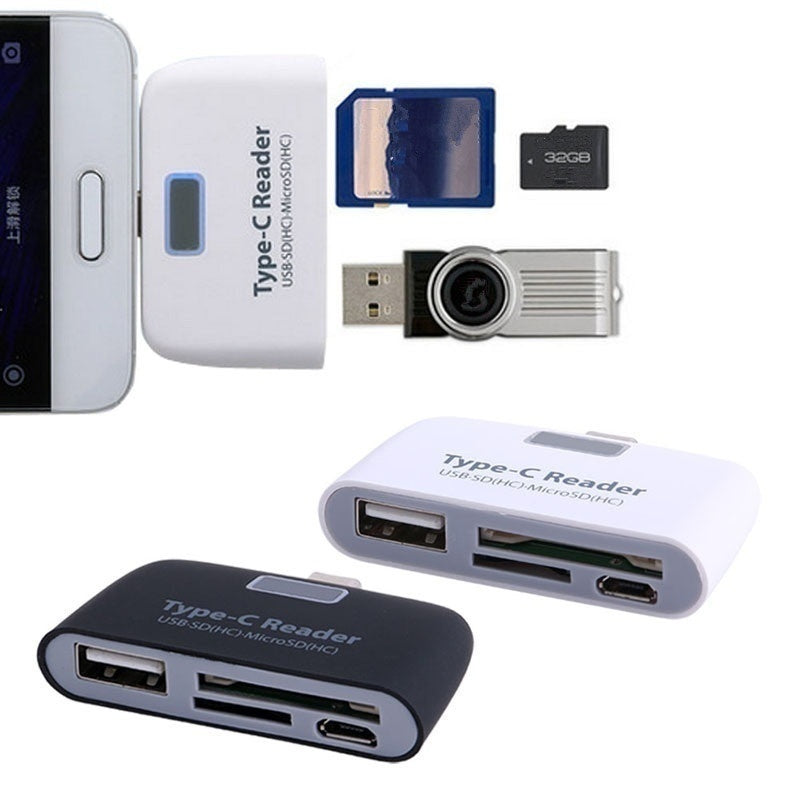 Multifunctional Smart 4 In 1 Laptop PC Durable Phone TF Micro SD With Micro USB Charge Port USB 3.1 Universal Type C Adapter OTG Card Reader