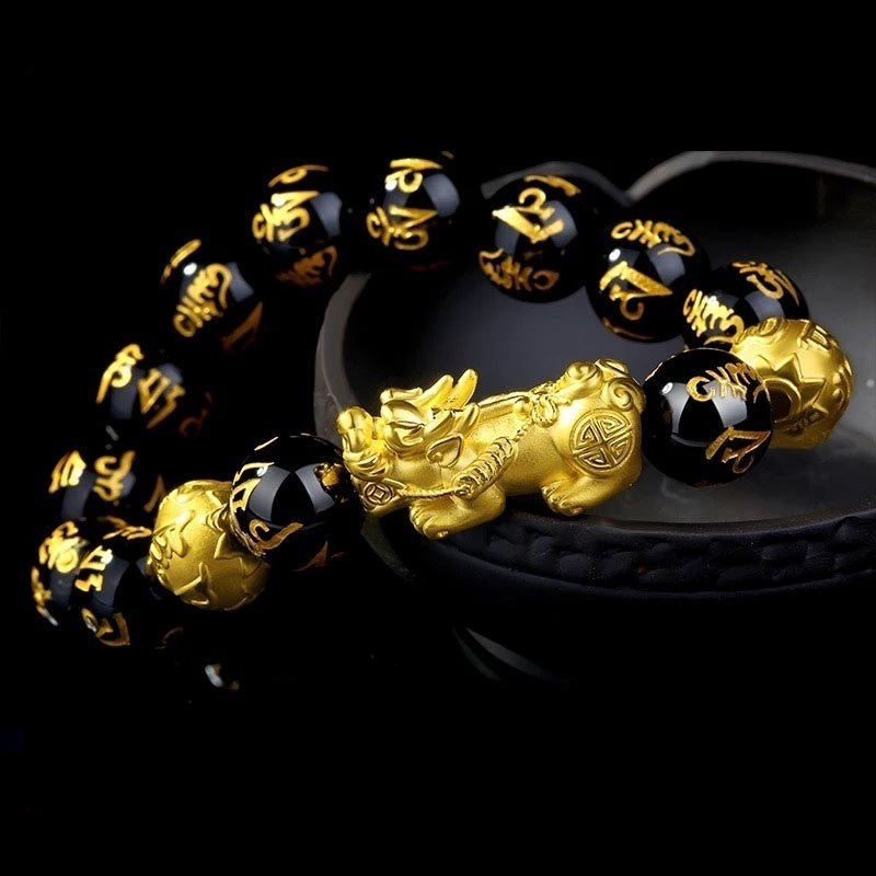 1pc Obsidian Stone Beads Bracelet Pixiu Bracelet Black Wealth Bracelet Bracelets Luck Bracelet For Women Men